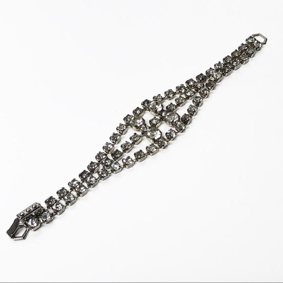 Vintage Art Deco Rhinestone Crystal Bracelet - Picture 2 of 5